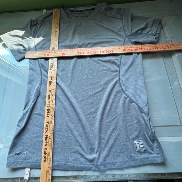 Nike Pro Combat Shirt Size Large Gray Dri Fit Vented Short Sleeve Active Sport - Picture 6 of 8